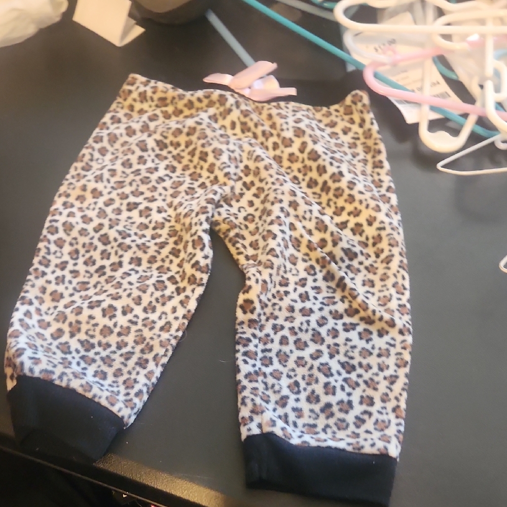 Leopard Print Baby Pants with Black Cuffs Girls 12m